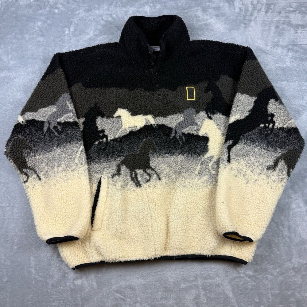 Parks Project Jacket Mens Large Horse Sherpa Fleece National Geographic Black
